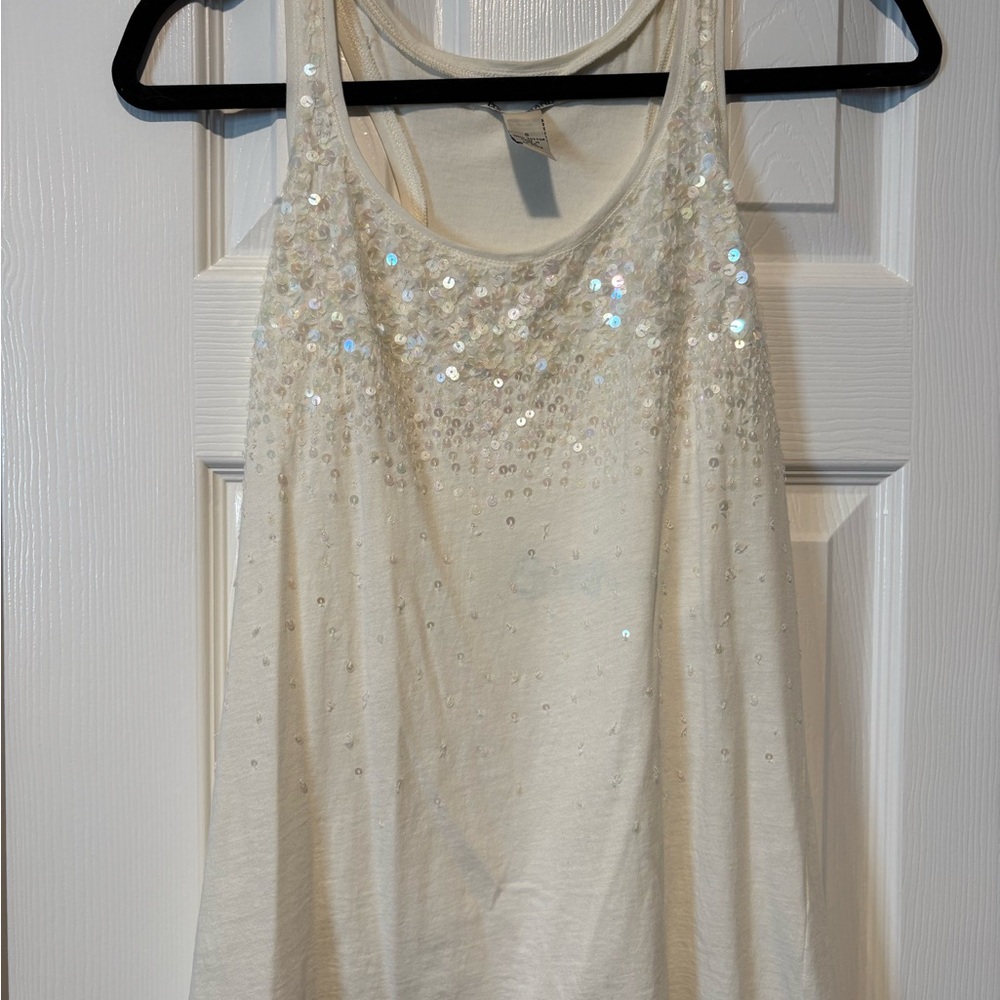 Lucky Brand Cream Sequin Tank Top